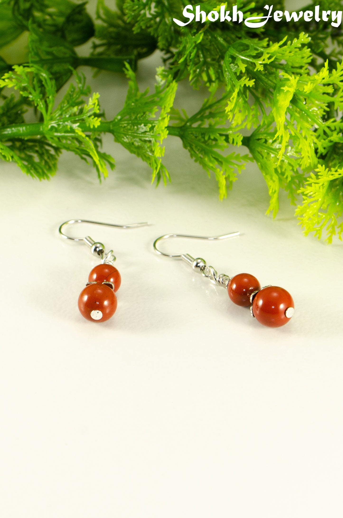 Small Natural Red Jasper Earrings for women.