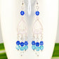 Ombre Blue Glass Crystal Chandelier Earrings.