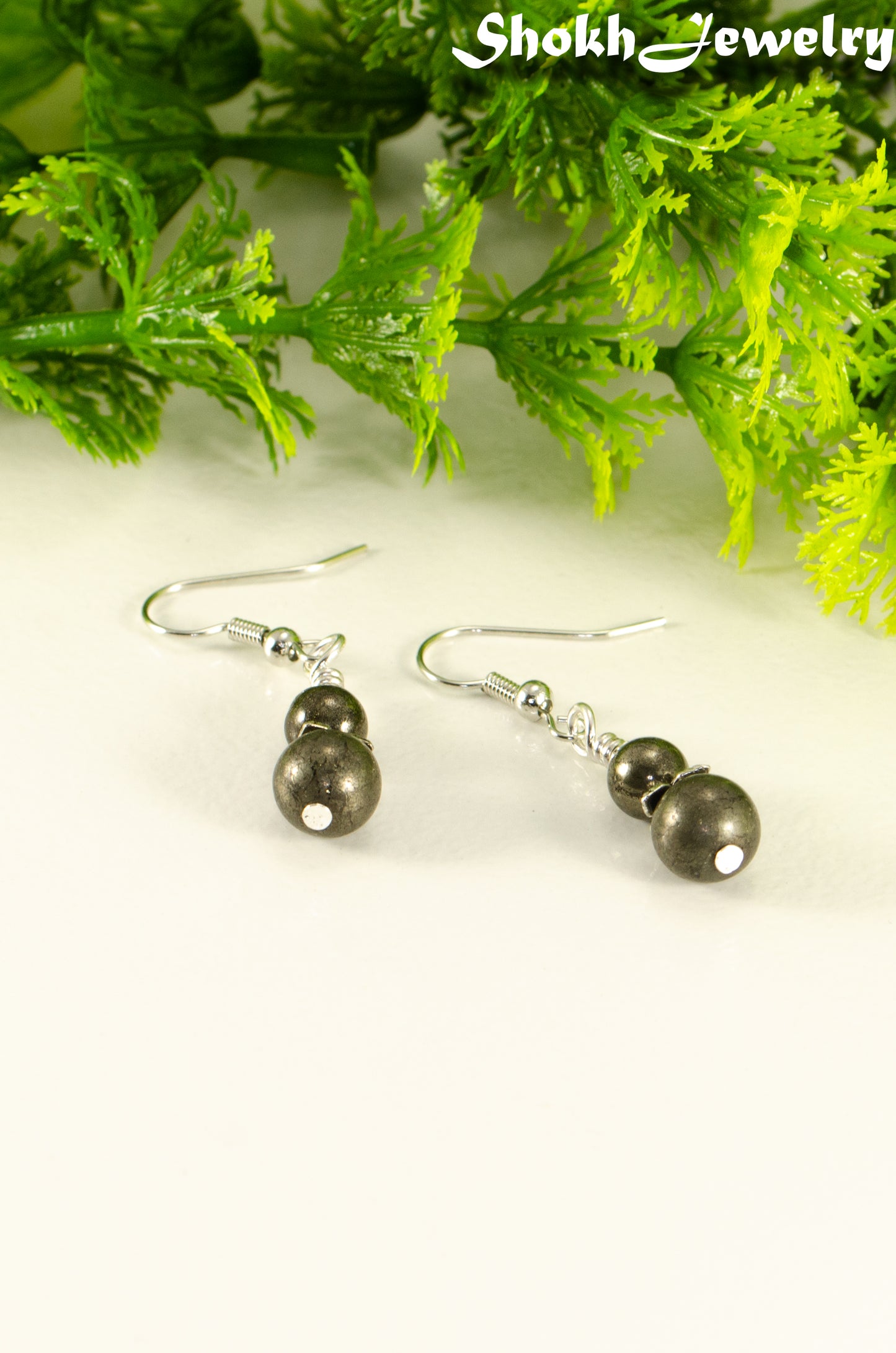 Small Natural Pyrite Earrings for women.