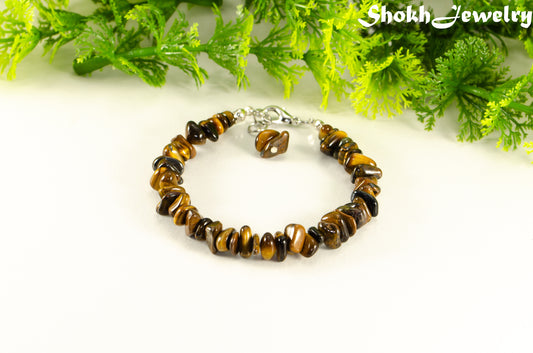 Natural Tiger's Eye Chip Bracelet with clasp.