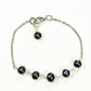 Top view of Black Pearl and Stainless Steel Chain Anklet.