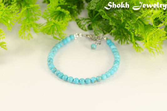 4mm Turquoise Bracelet with Clasp, December Birthstone Jewelry