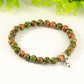 6mm Unakite Bracelet with Initial.