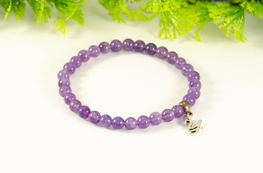 6mm Amethyst Bracelet with Initial.