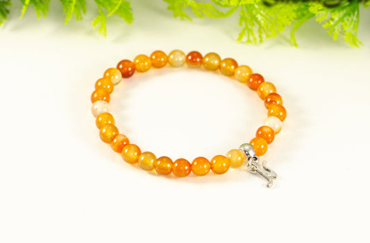 6mm Carnelian Bracelet with Initial.