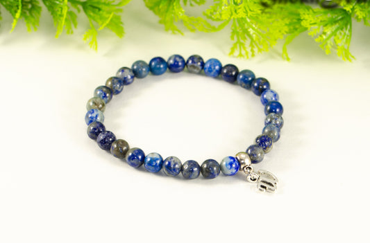 6mm Lapis Lazuli Bracelet with Initial.