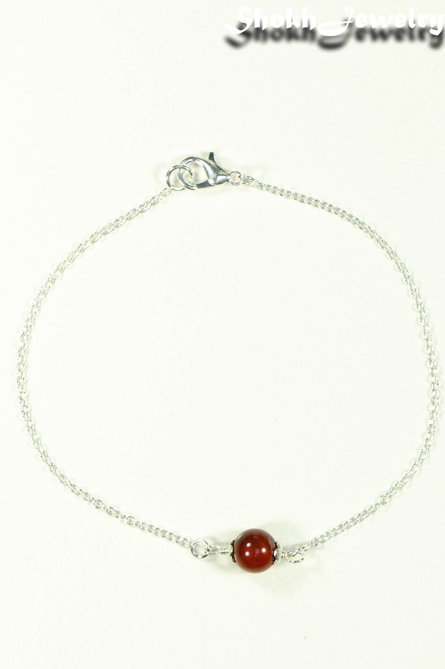 Top view of Minimal Carnelian Bracelet.