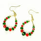 Top view of Green and Red Glass Crystal Hoop Earrings.