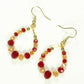 Top view of Red and Gold Glass Crystal Hoop Earrings.