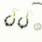 Blue and Gold Glass Crystal Hoop Earrings beside a dime.