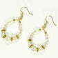 Top view of Clear Glass Crystal and Gold Hoop Earrings.