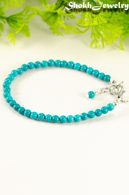 Close up of 4mm Turquoise Stone anklet with Clasp.