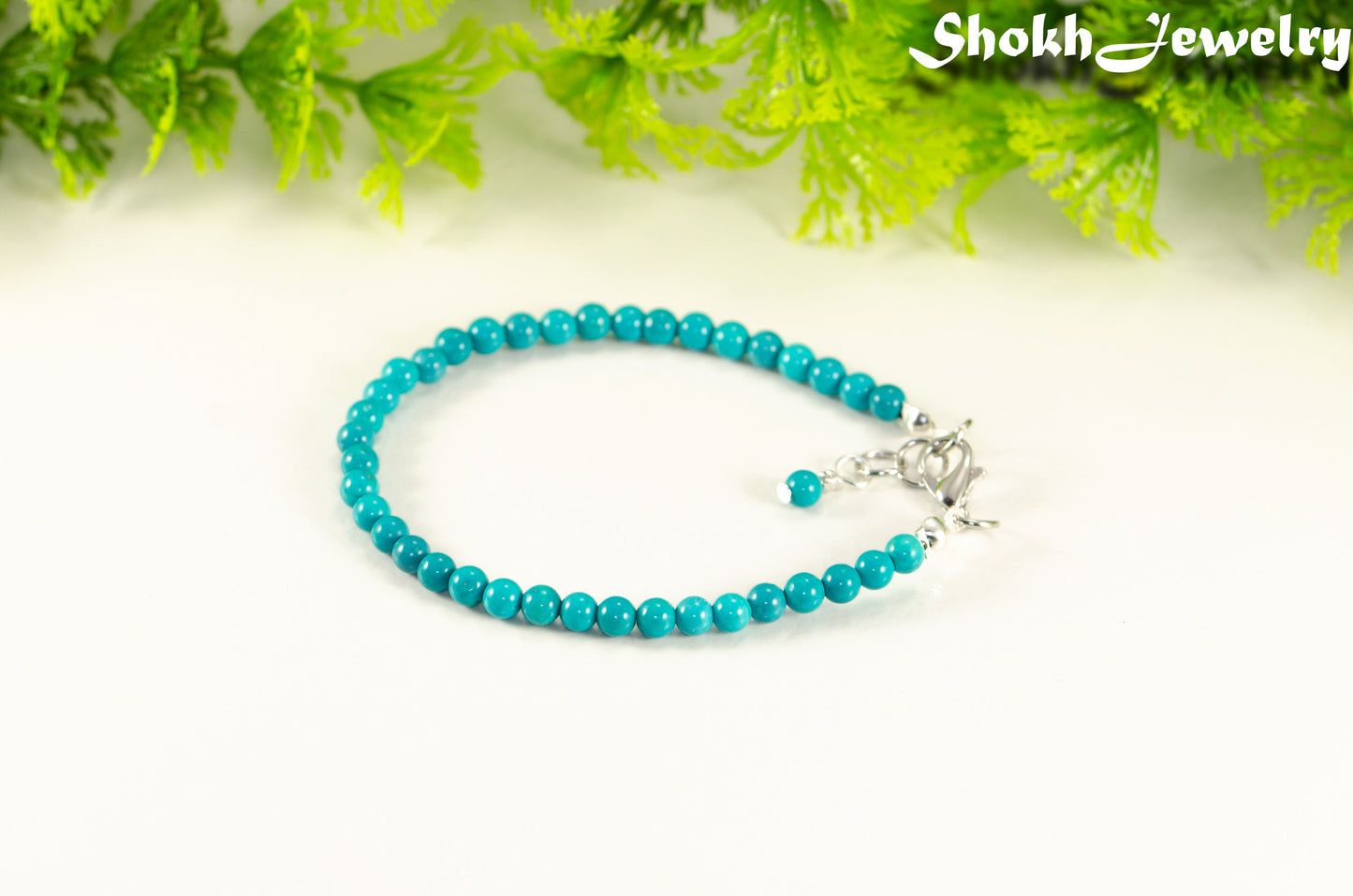 4mm Turquoise Stone anklet for women.