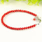 Close up of 4mm Natural Red Coral anklet with Clasp.