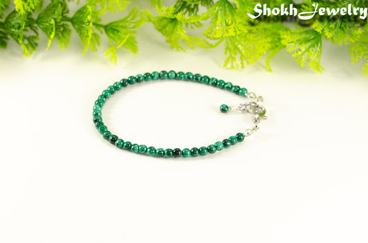3mm Natural Malachite Bracelet with Clasp.