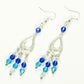 Top view of Ombre Blue Glass Crystal Chandelier Earrings.