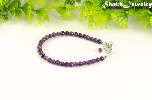 4mm Amethyst Bracelet with Clasp.