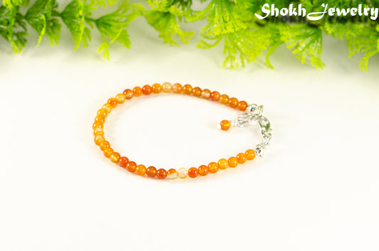 4mm Carnelian Crystal Bracelet with Clasp.