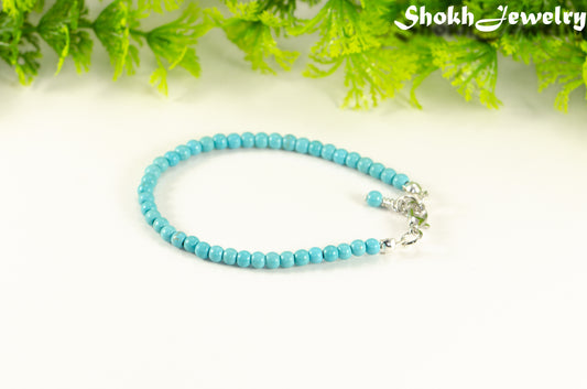 4mm Turquoise Howlite Bracelet with Clasp.