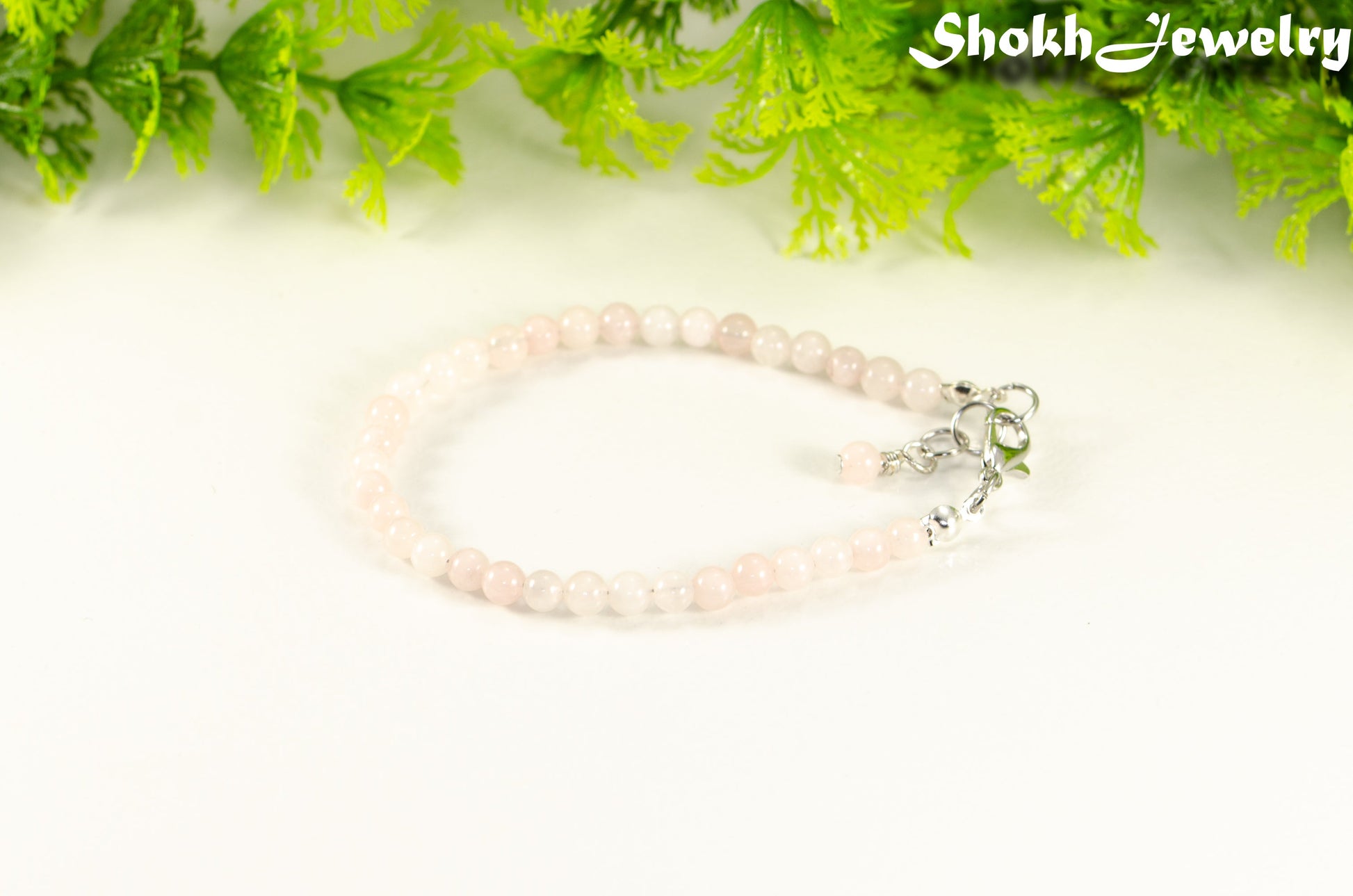 4mm Rose Quartz anklet for women.