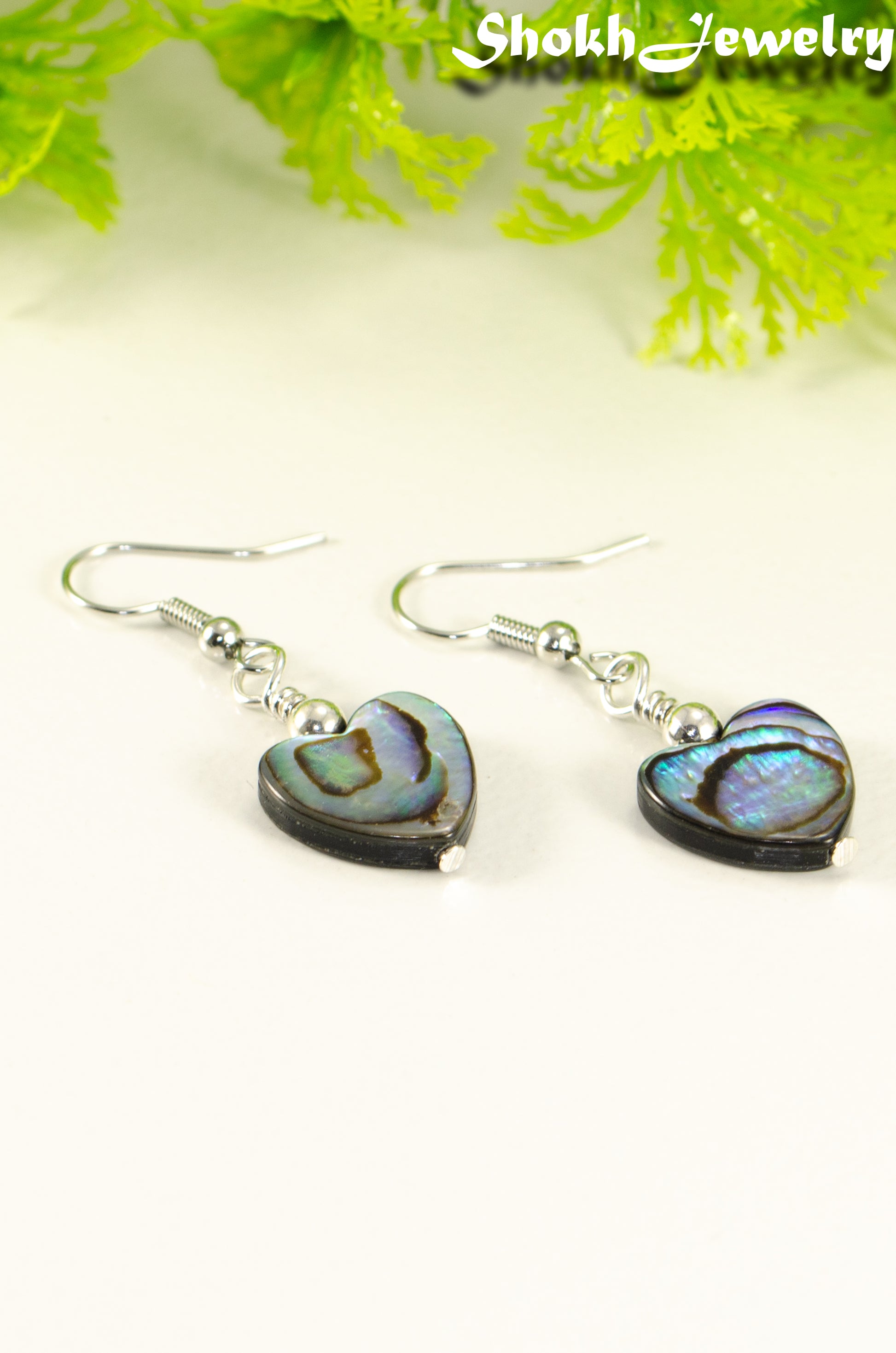 Heart Shaped Abalone Shell Earrings.