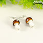 Brown Mushroom Glass Bead Earrings.