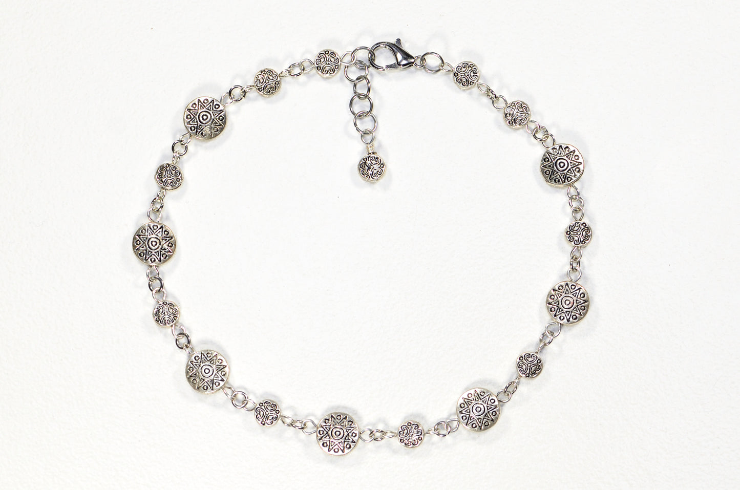 Tibetan Silver Sun and Moon Anklet for Women