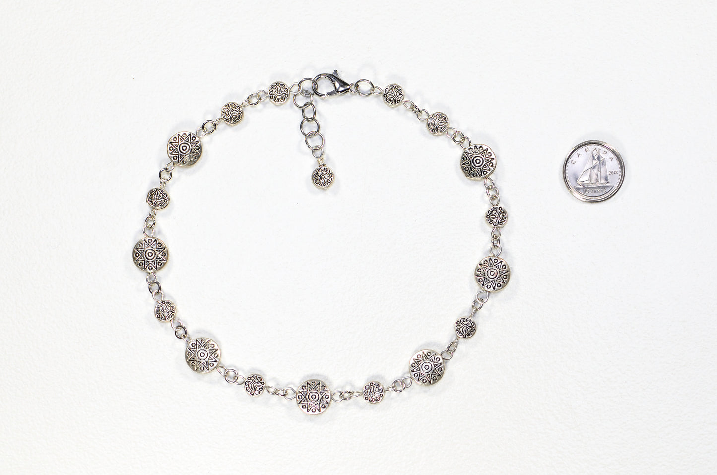 Tibetan Silver Sun and Moon Anklet for Women