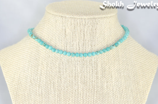 4mm Natural Turquoise Choker Necklace