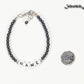 Personalized Hematite Stone Name Bracelet with Clasp beside a dime.