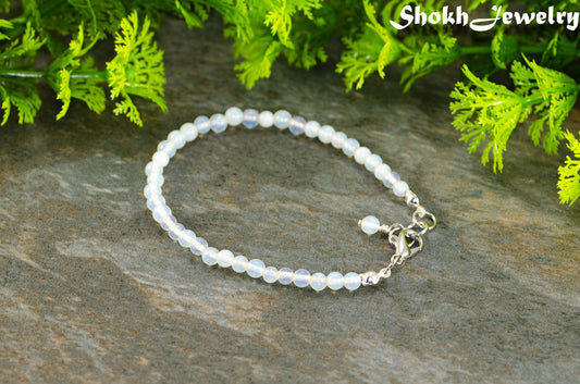 4mm White Opal Bracelet with Clasp.