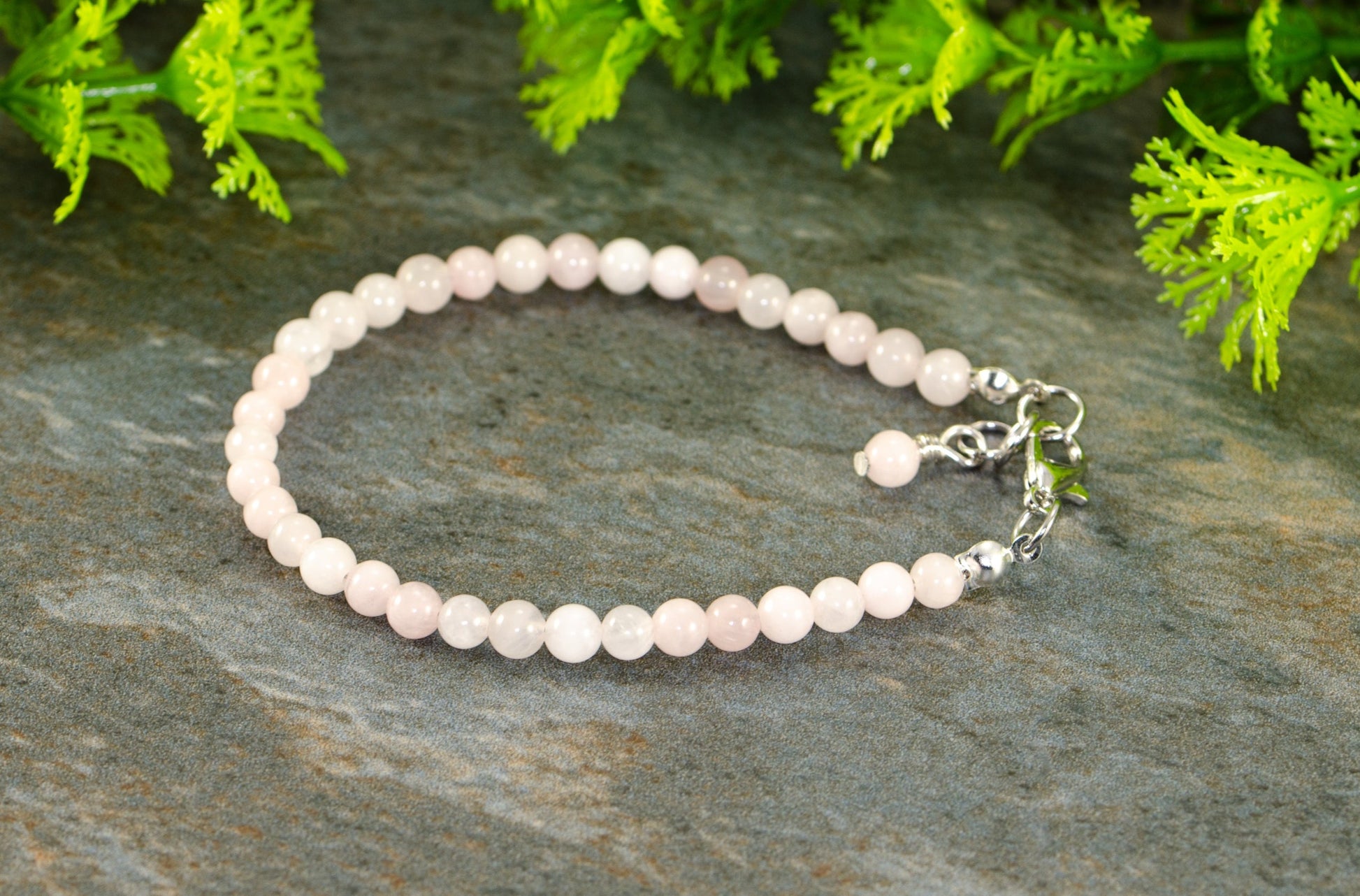 4mm Rose Quartz Anklet for women.