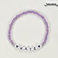 Top view of Purple Seed Beads Name Bracelet.