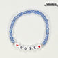 Top view of Sky Blue Seed Beads Name Bracelet.