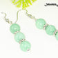 Close up of Natural Mint Green Quartz Beaded Bar Earrings.