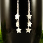 Close up of Long Silver Plated Chain and Seashell Star Earrings.