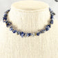 Natural Sodalite Crystal Chip Choker Necklace displayed on a bust.