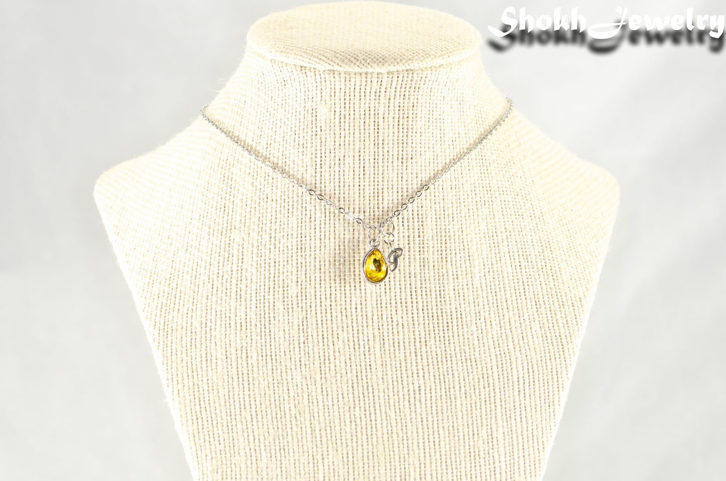 Small Personalized November Birthstone Choker Necklace displayed on a bust.