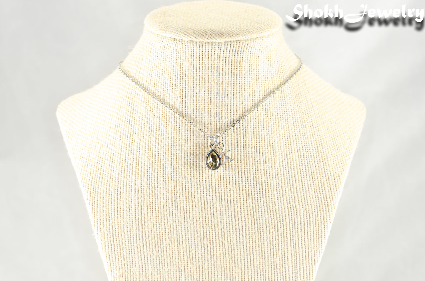 Small Personalized April Birthstone Choker Necklace displayed on a bust.