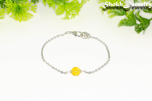 8mm Citrine and Chain Anklet.