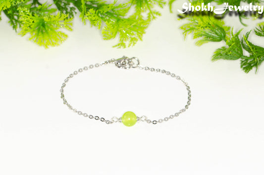8mm Peridot and Chain Anklet.