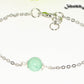 Close up of 8mm Mint Green Quartz and Chain Anklet.