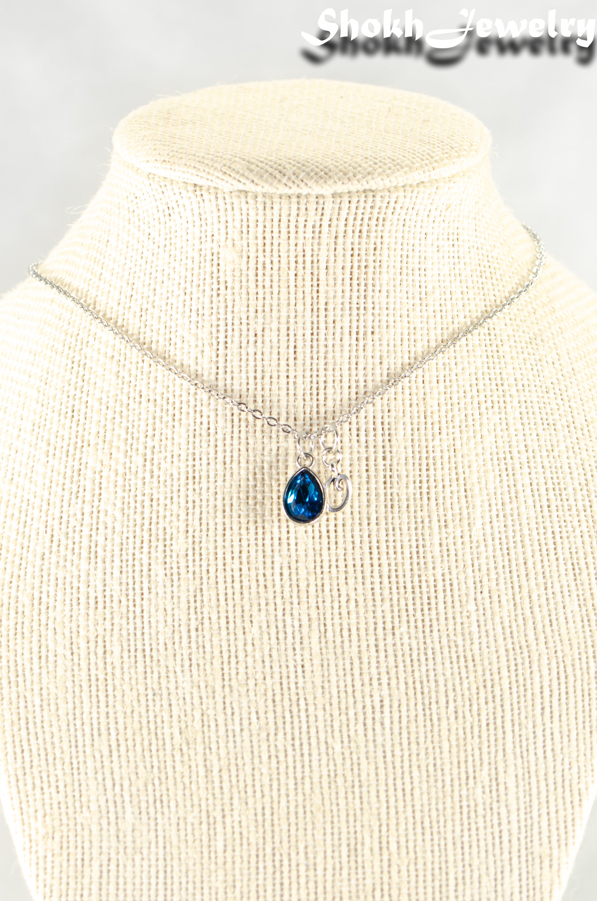 Small Personalized December Birthstone Choker Necklace displayed on a bust.