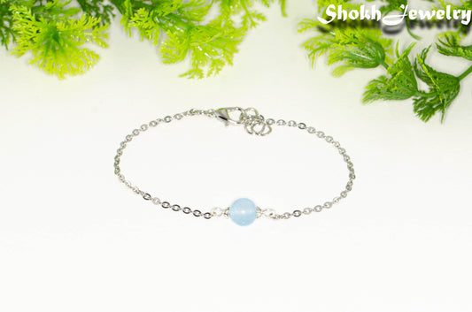 8mm Aquamarine and Chain Anklet.