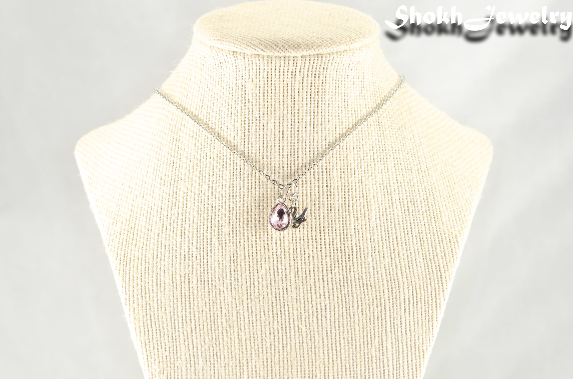 Small Personalized June Birthstone Choker Necklace displayed on a bust.