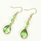 Top view of Green Glass Teardrop Dangle Earrings.