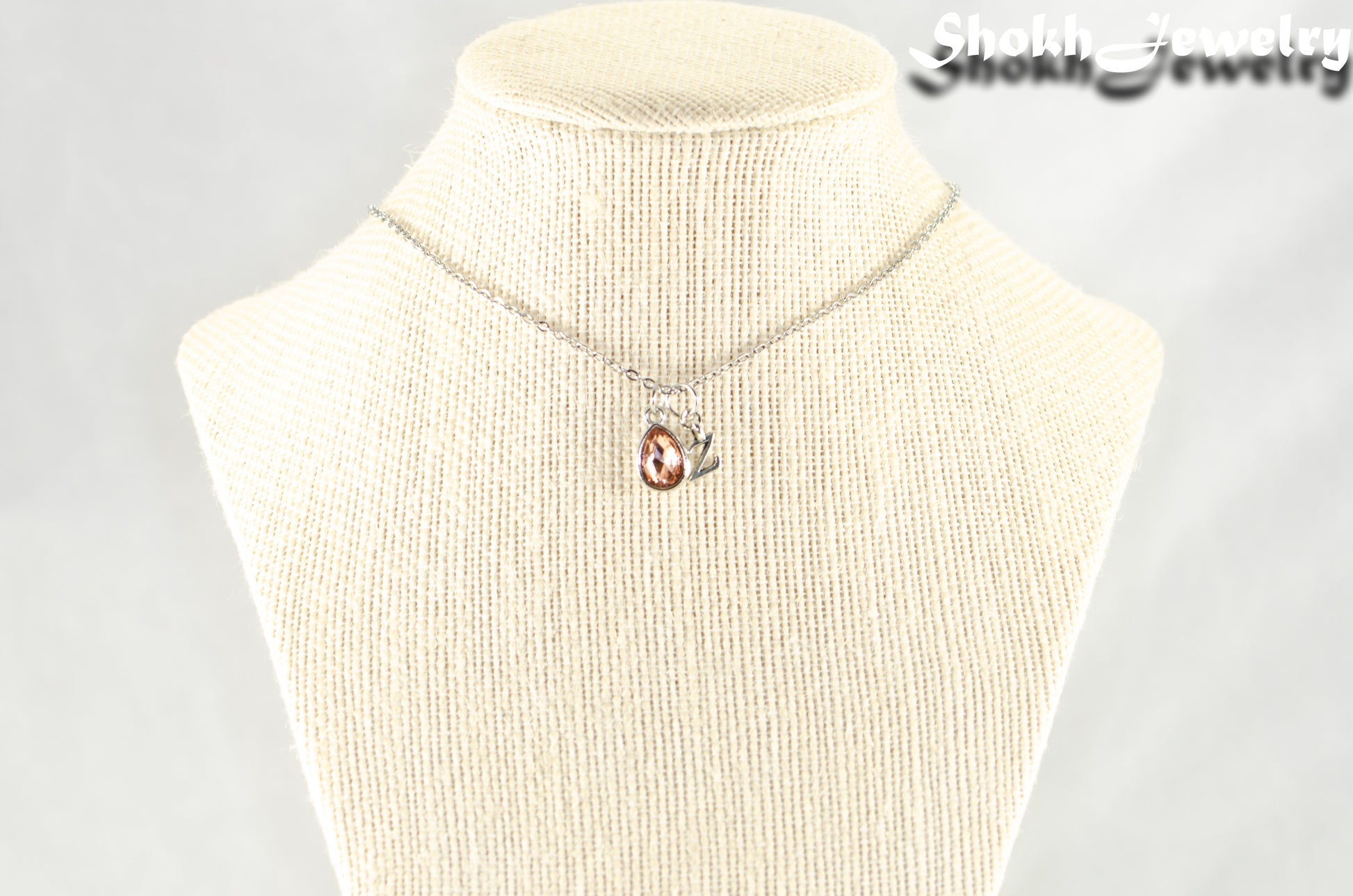 Small Personalized July Birthstone Choker Necklace displayed on a bust.