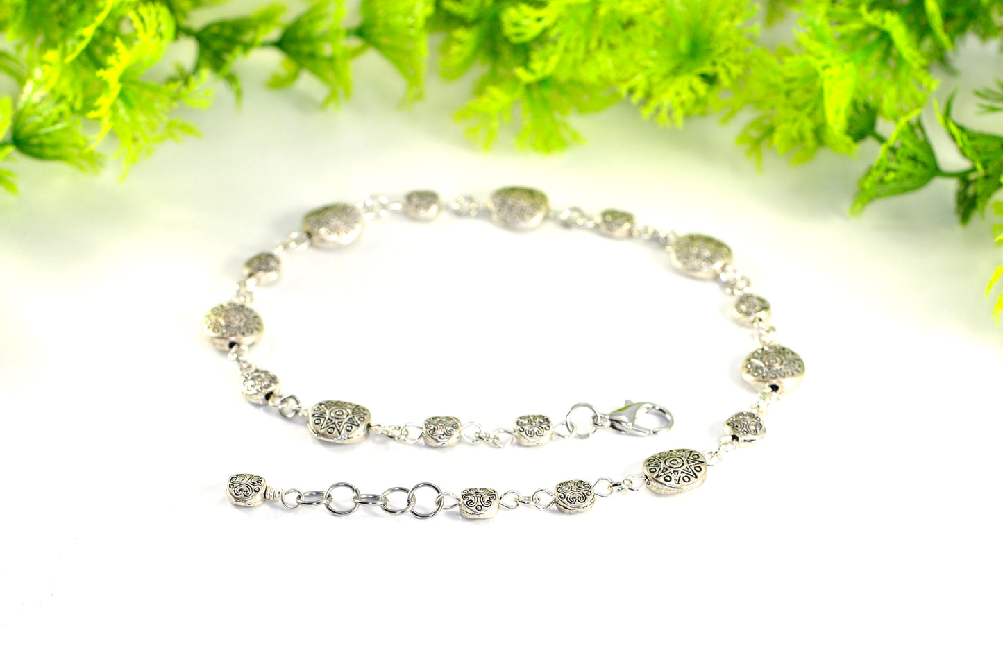 Tibetan Silver Sun and Moon Anklet for Women