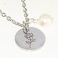 Close up of June Birth Flower Necklace with Freshwater Pearl Birthstone Pendant.