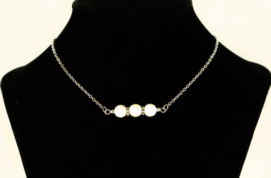 White Howlite and Dainty Chain Choker Necklace displayed on a bust.